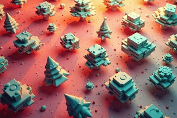 Abstract geometric shapes in muted tones forming a continuous pattern , illustration, abstract, home decor