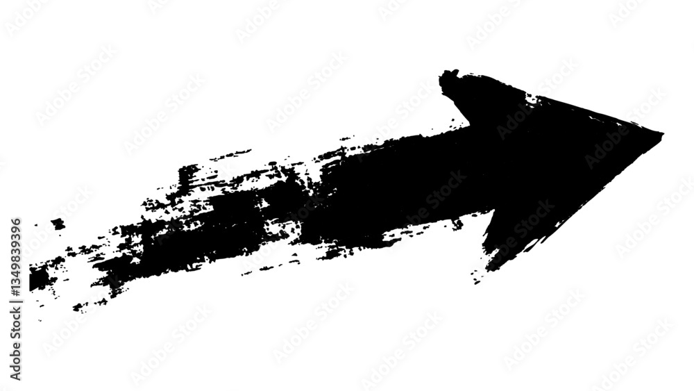 Poster abstract black grunge arrow on white background. black arrow marker isolated with a hand-drawn effec