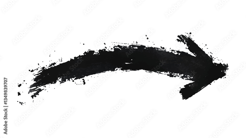 Poster abstract black grunge arrow on white background. black arrow marker isolated with a hand-drawn effec