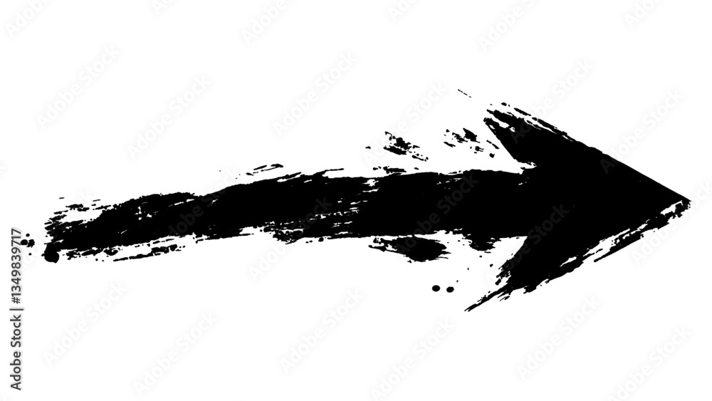 Poster abstract black grunge arrow on white background. black arrow marker isolated with a hand-drawn effec