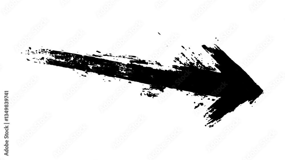 Poster abstract black grunge arrow on white background. black arrow marker isolated with a hand-drawn effec