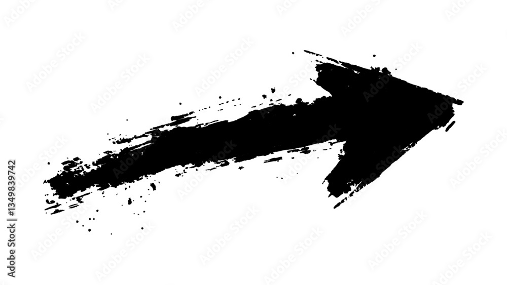 Poster abstract black grunge arrow on white background. black arrow marker isolated with a hand-drawn effec