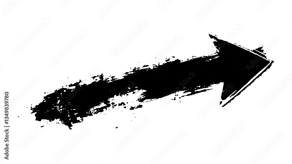 Poster abstract black grunge arrow on white background. black arrow marker isolated with a hand-drawn effec