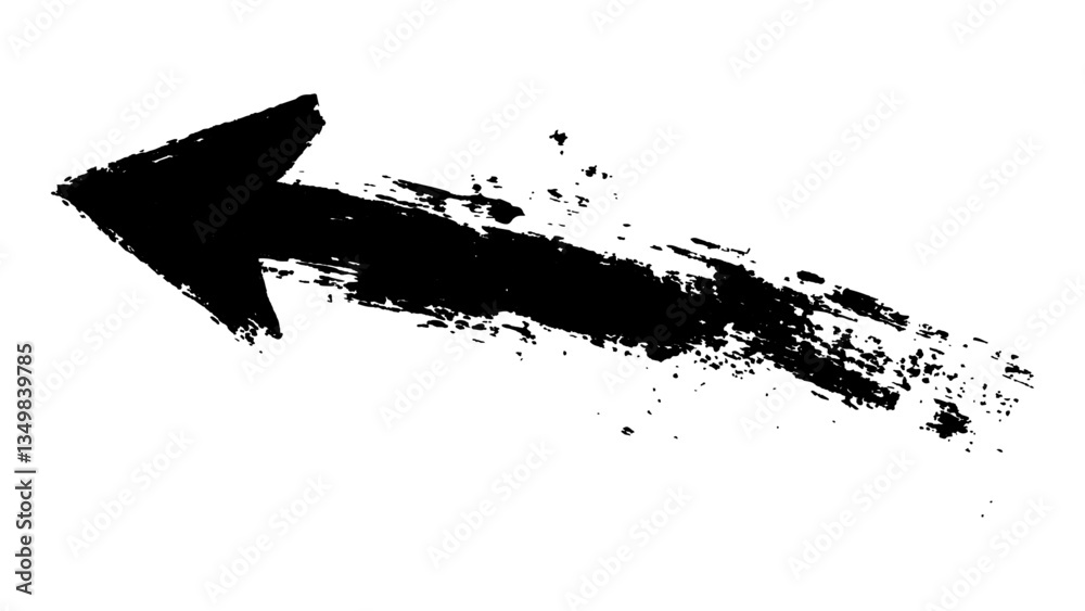 Poster abstract black grunge arrow on white background. black arrow marker isolated with a hand-drawn effec