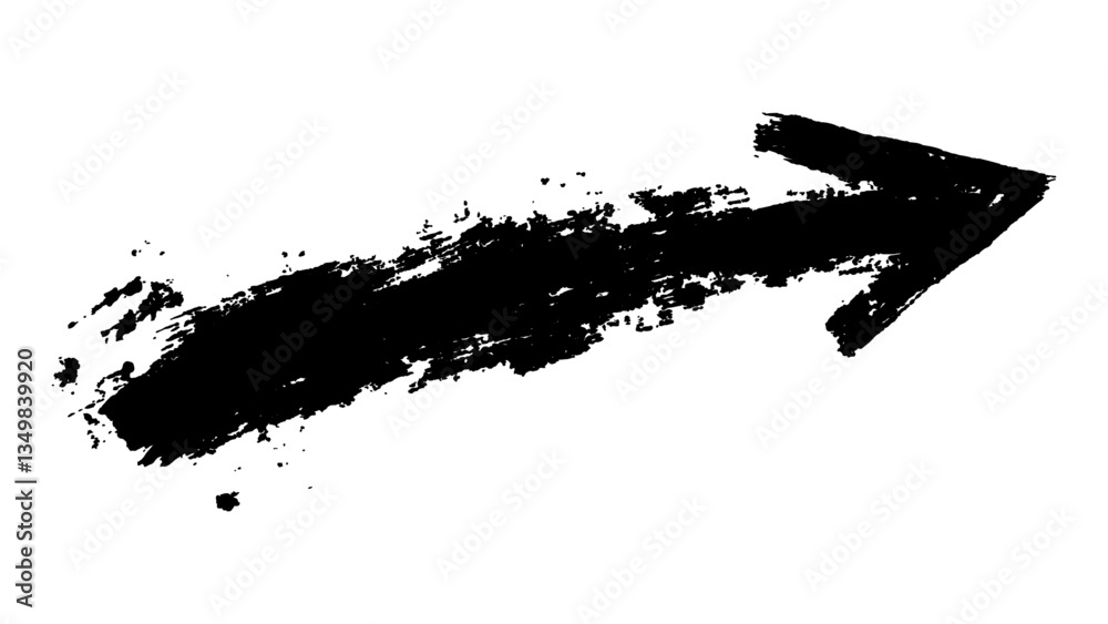 Poster abstract black grunge arrow on white background. black arrow marker isolated with a hand-drawn effec