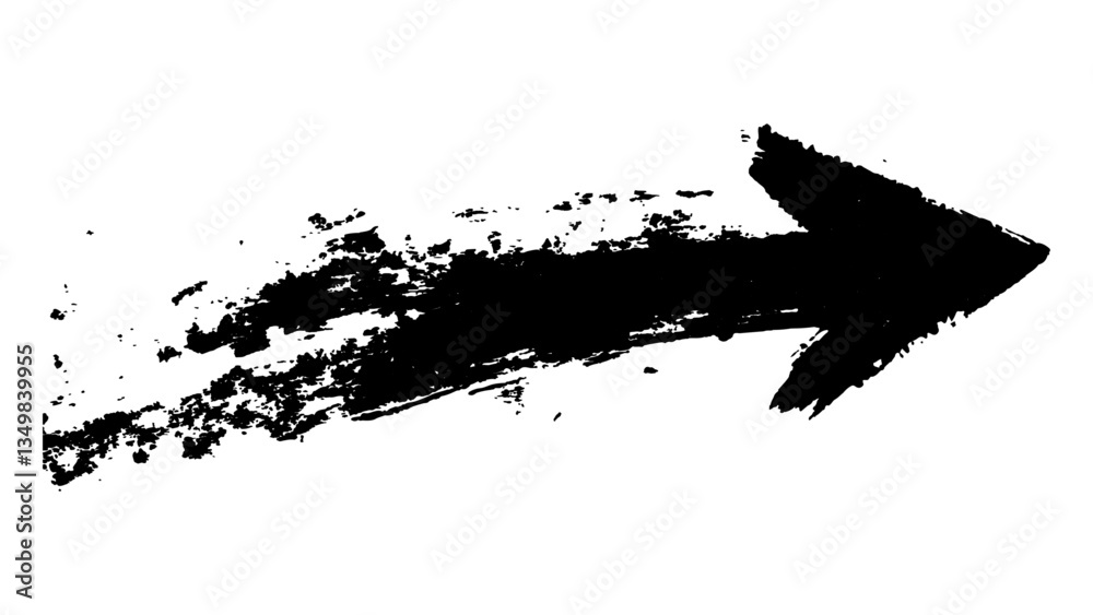 Poster abstract black grunge arrow on white background. black arrow marker isolated with a hand-drawn effec