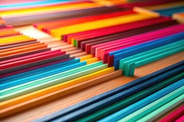 Abstract 3D Paper Art Background, Colorful Straight Lines, Tilt-Shift Miniature Effect