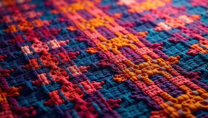 Fototapeta premium Close-up of intricate woven fabric with repeating motif , detail, style, material