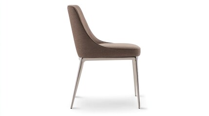 Modern taupe fabric dining chair profile shot
