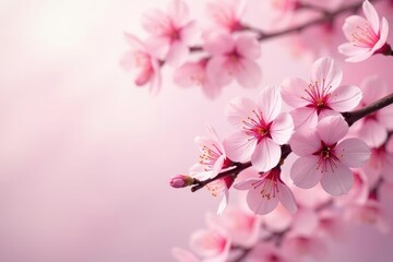 Fototapeta premium Delicate pink sakura blossoms, soft pastel background , blossom pattern, pink