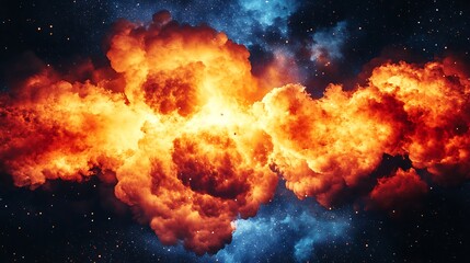 Explosion in Space, orange and blue nebula for use