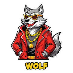 Royal Wolf King Mascot Logo Vector Design