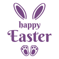 Happy Easter typography clip art design on plain white transparent isolated background for card, shirt, hoodie, sweatshirt, apparel, tag, mug, icon, poster or badge
