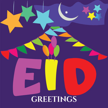 eid greetings card vector art