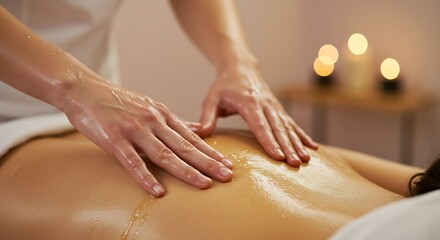 Naklejka premium woman receiving a back massage treatment