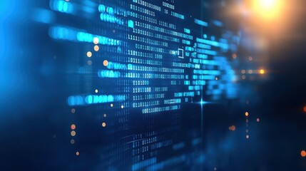 Abstract blue binary code background, a visual representation of digital data and technology