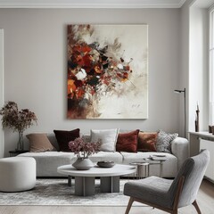 Abstract art in modern living room.