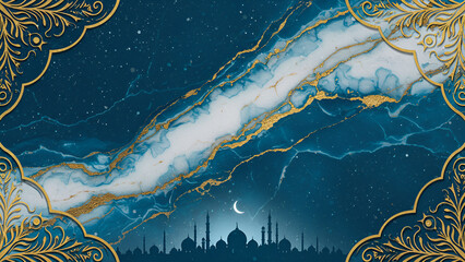 Islamic eid background frame with mosque