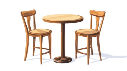 Cartoon cafe table and chairs