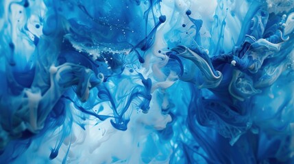 Abstract Blue and White Ink Swirls