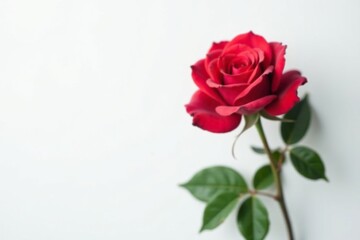 Single rose on white background with macro lens effect, nature, floral