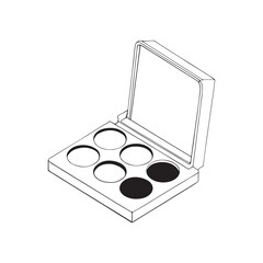 Makeup palette, eyeshadow compact, black and white illustration