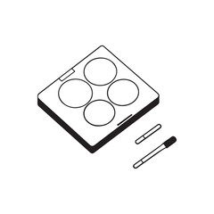 Makeup palette, eyeshadow compact, black and white illustration