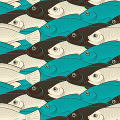 Seamless abstract pattern of colorful fishes -vector eps8