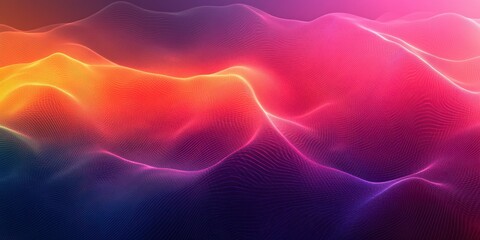 Colorful abstract waves create a dynamic visual landscape illuminated in vibrant hues