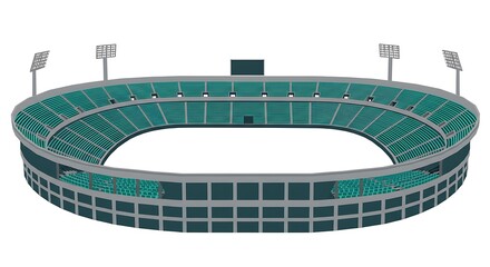 Sports Stadium Illustration with Seating and Lighting Towers Graphic