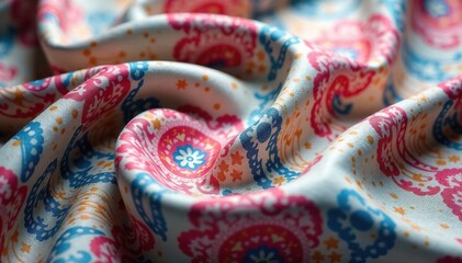 Subtle paisley print on soft, flowing fabric Muted color palette , cloth, muted, curve