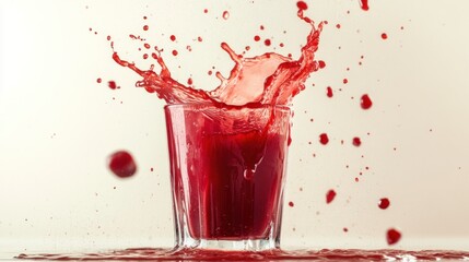 Red Juice Splash in a Glass