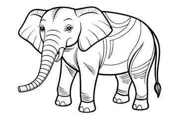 Fototapeta premium coloring page line art the elephant black vector