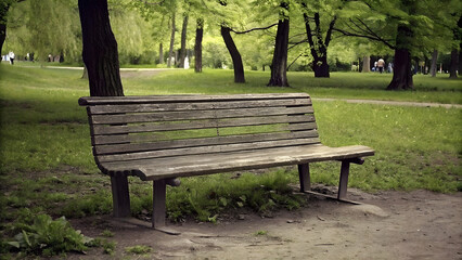Wooden bench public park