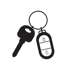 Car key, fob isolated on white background. Alarm design icon. Car key graphic chain system remote control.