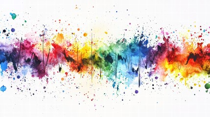 Fototapeta premium Colorful Watercolor Abstract: A vibrant and energetic watercolor abstract design, where an array of bold hues burst and blend creating dynamic splashes and lines.