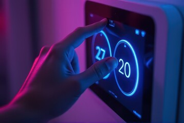 Hand Adjusting Smart Thermostat Temperature Control