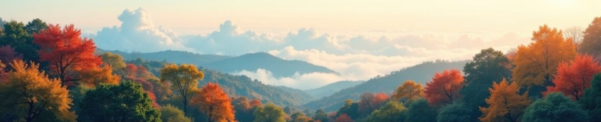 abstract layered landscape photography collage with trees and clouds overlapping buildings, abstract, photo collage