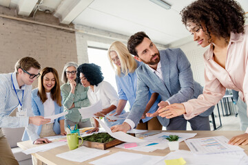 Group Discussion Among Professionals in a Bright Office Workspace
