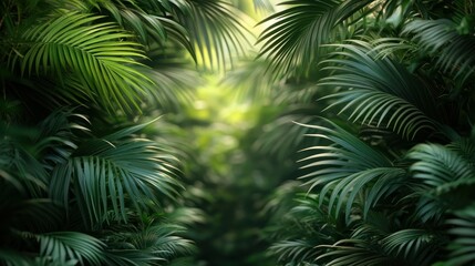 Lush tropical foliage pathway