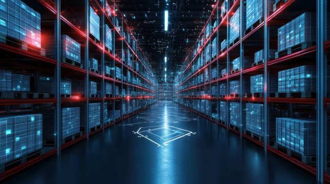 Futuristic Warehouse: Digital Inventory Management System