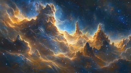 Obraz premium Cosmic nebulae, swirling light in deep space. Possible use for science, astronomy, and space backgrounds