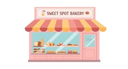 Sweet Bakery Shopfront Displaying Fresh Baked Goods and Tasty Desserts