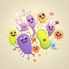 Obraz premium Cartoon Bacteria / Germ Characters 