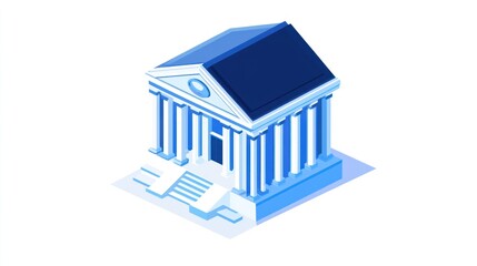 Isometric View of a Classical Building