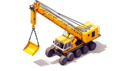 3D isometric illustration of a large construction crane