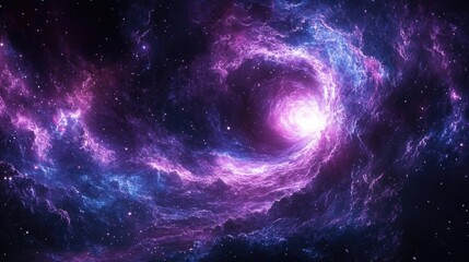 Fototapeta premium Cosmic swirl nebula, space background, vibrant purple and blue gas clouds, stellar energy