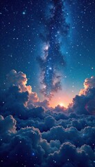 Obraz premium Celestial canvas with twinkling stars and moonlight, space, universe