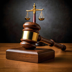 Courtroom Gavel Resting on a Sound Block

