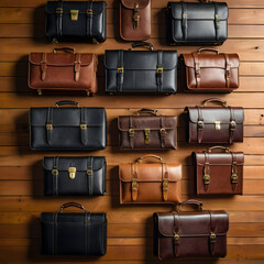 Stacked Legal Briefcases on a Wooden Table
